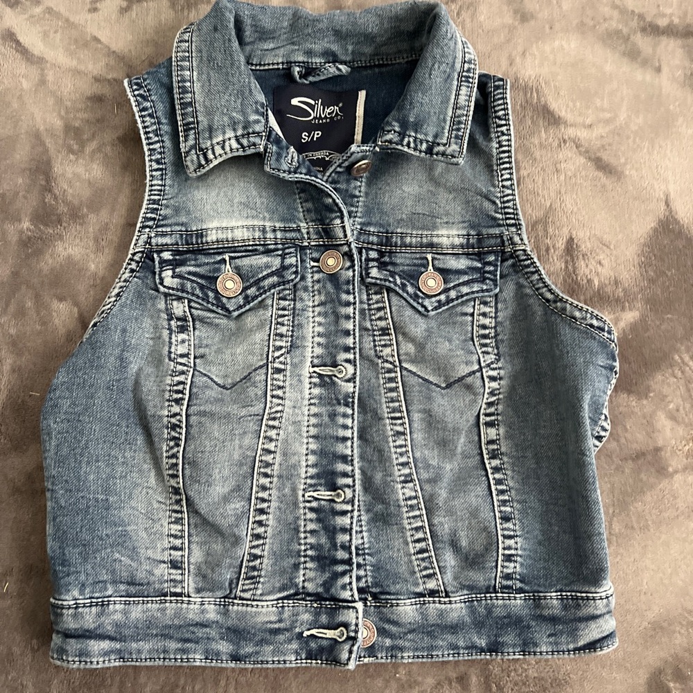 Silver Denim Vest